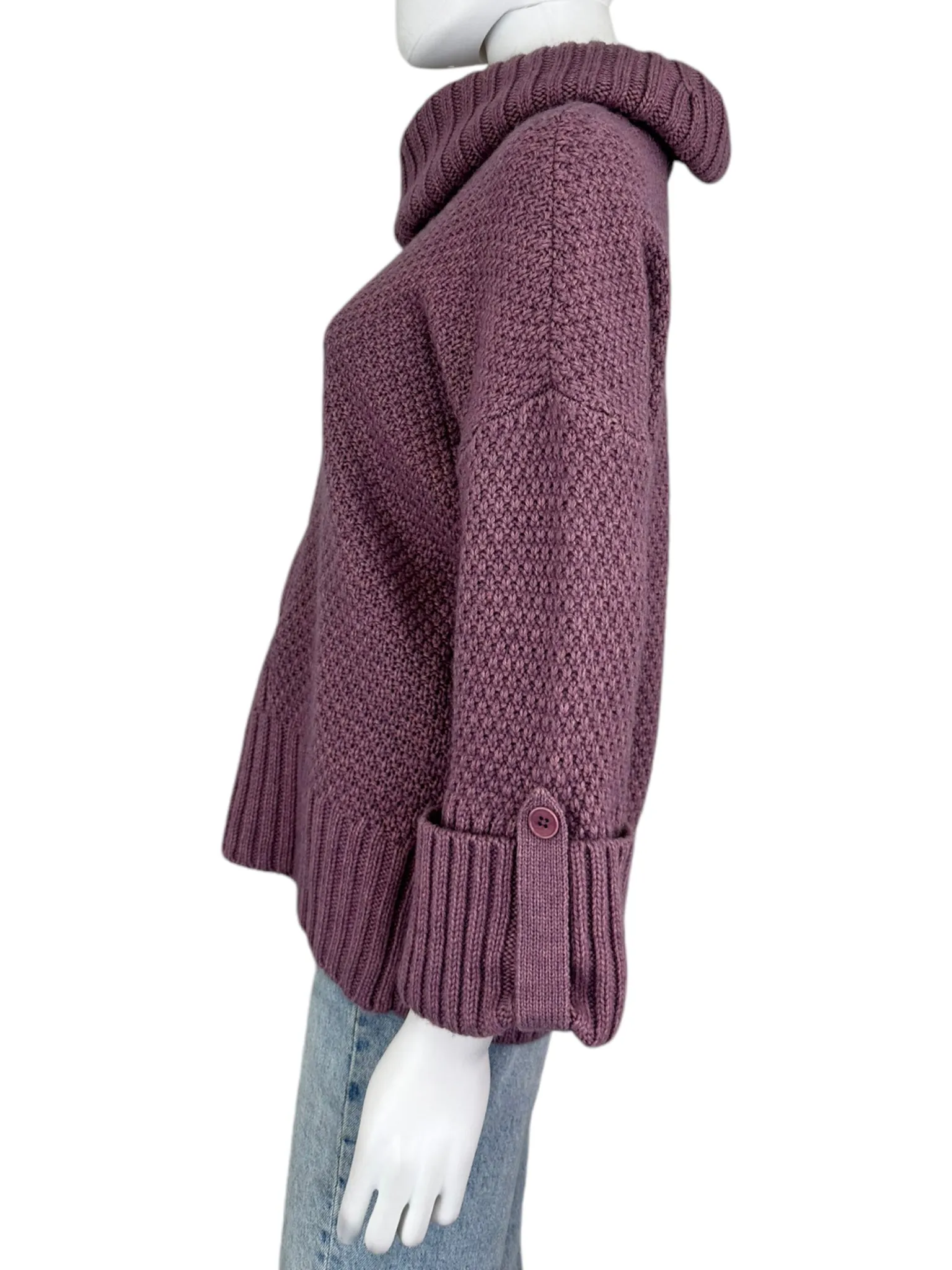 Talbots Wool Blend Chunky Knit Purple Sweater Size XS