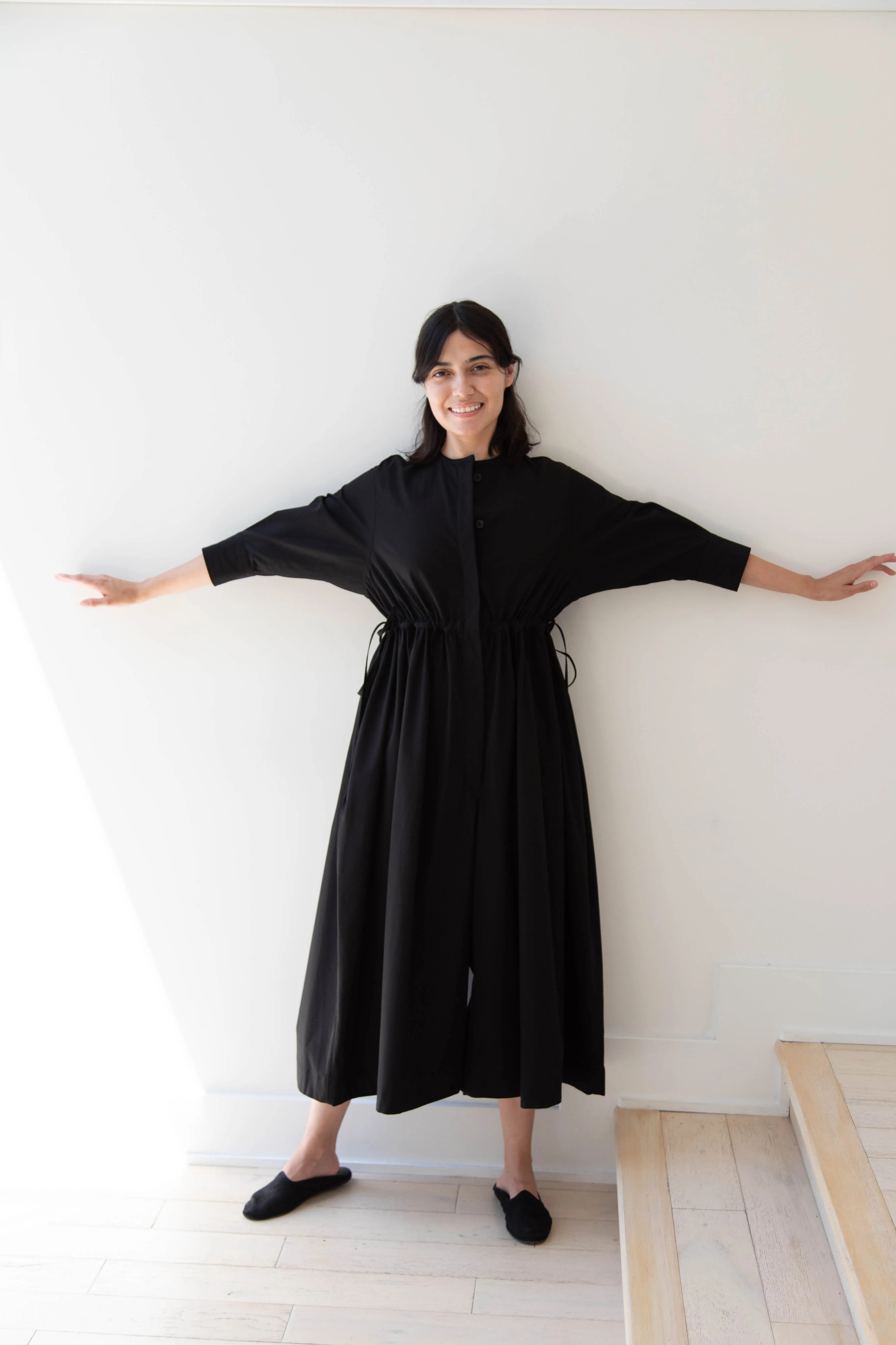 Tenne Handcrafted Modern | Waist String Jumpsuit In Black