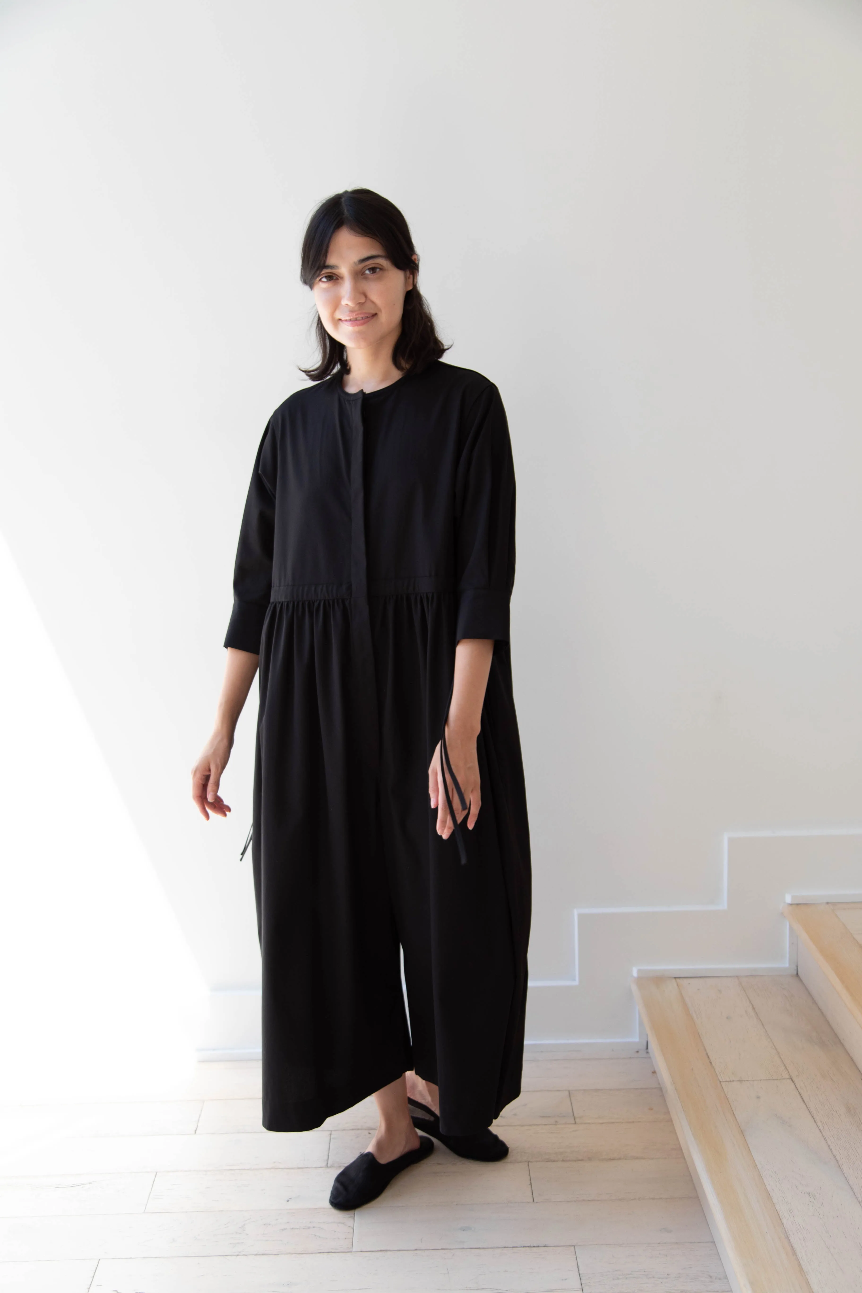 Tenne Handcrafted Modern | Waist String Jumpsuit In Black