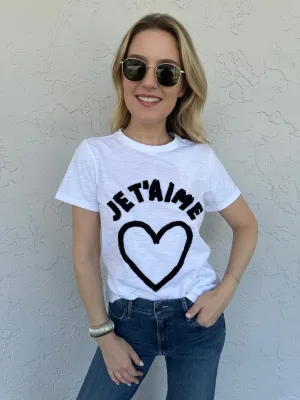 Textured Je T'Aime Heart Tee - White/Black