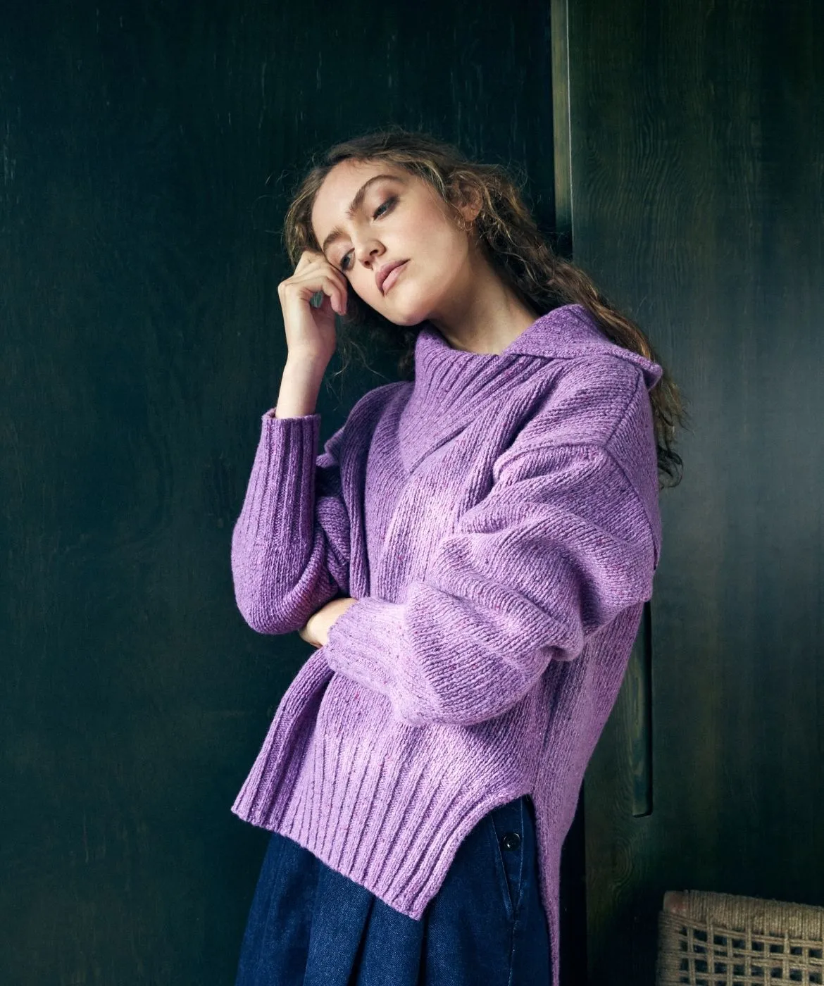 Wilde Slouchy Funnel Neck Sweater Orchid