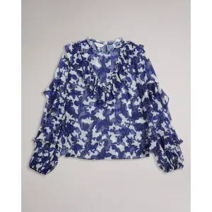 Women Wmb-Idina-Baroque Floral Printed Blouse - White