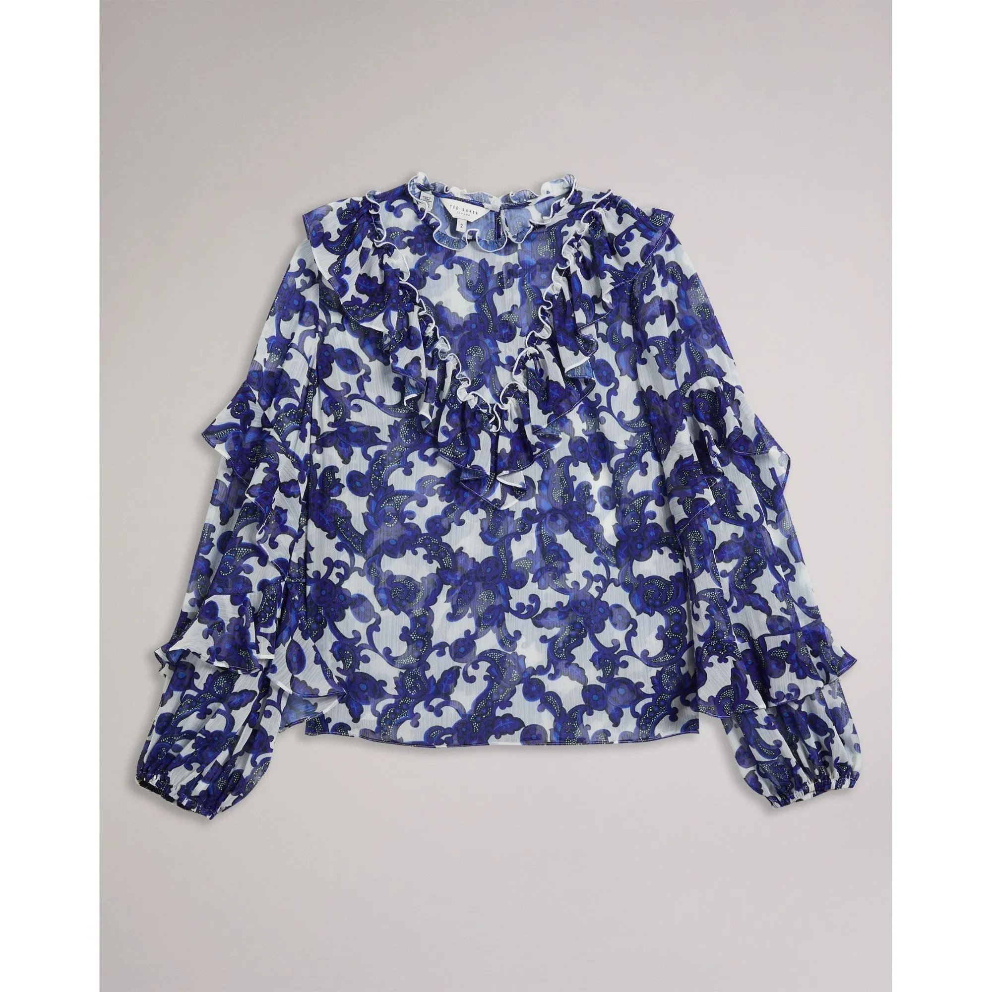 Women Wmb-Idina-Baroque Floral Printed Blouse - White