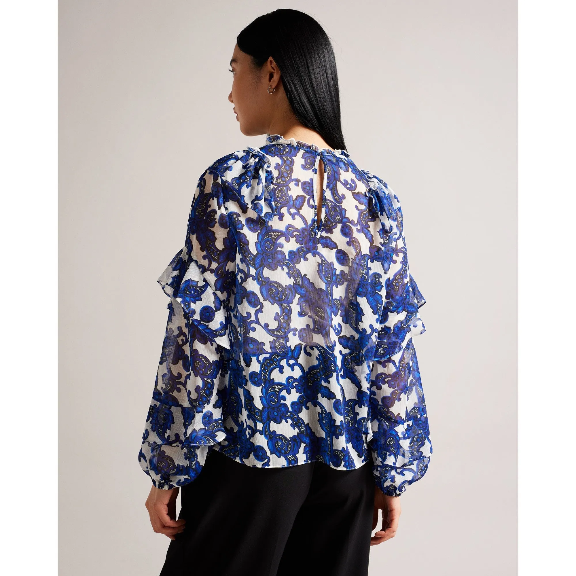 Women Wmb-Idina-Baroque Floral Printed Blouse - White